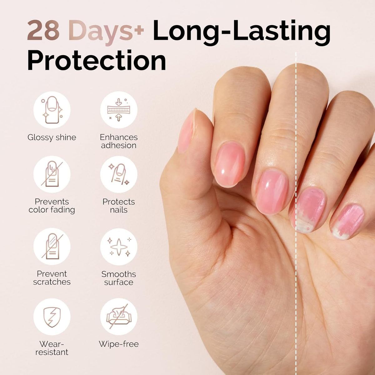 MelodySusie 2PCS Hema Free Gel Top Coat and Base Coat Set,Hema Free,Hpma Free,Tpo Free,No Wipe,Soak