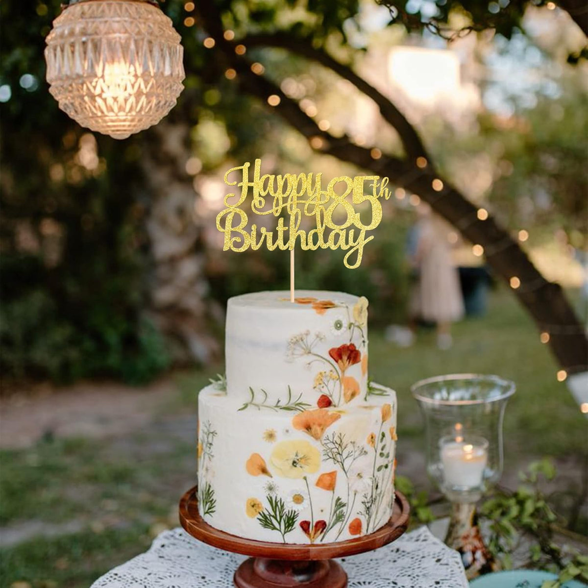1 PCS Happy 85th Birthday Cake Topper Gold Glitter Cheers to 85 Years Birthday Cake Pick 85