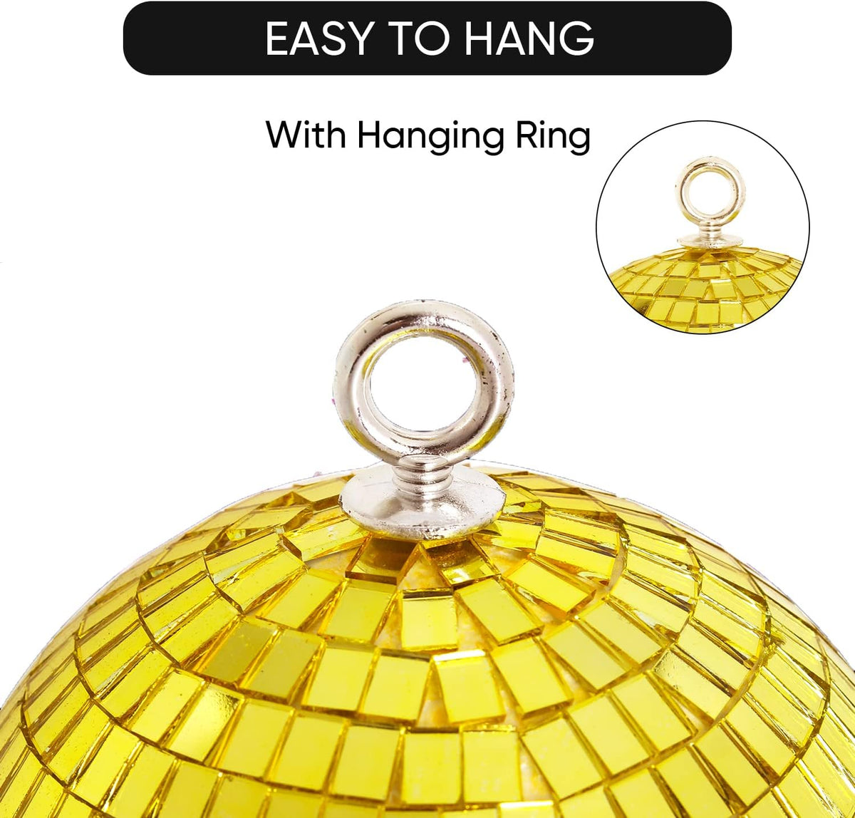Mirror Disco Ball Decor, 6 inch Stage Mirror Balls Gold Disco Ball Ornaments Reflective Party