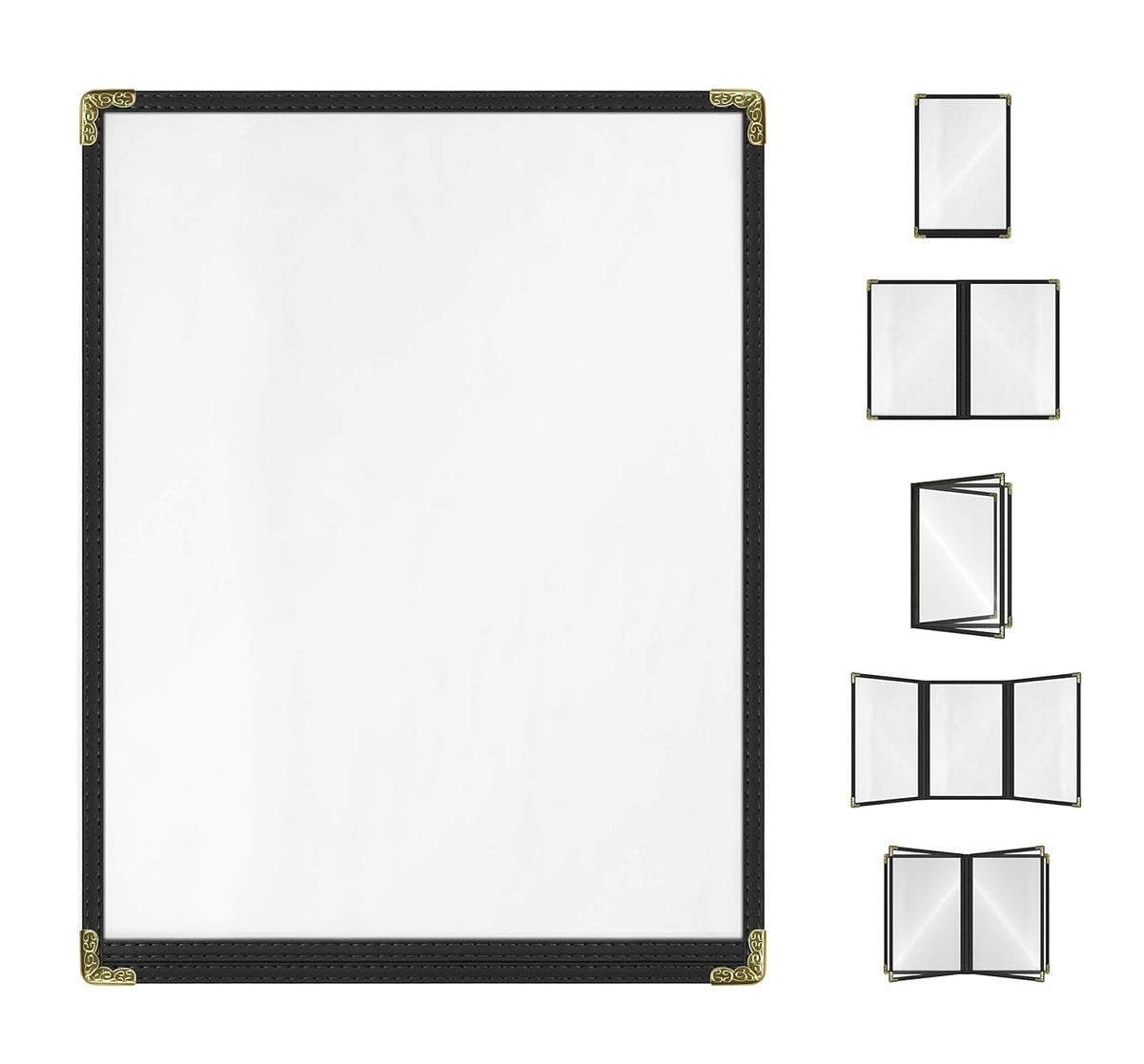 Goodsmart Restaurant Menu Covers – 25 Pack Black 2-View, Top-Loading Menu Holders, Vinyl & Plastic