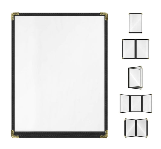 Goodsmart Restaurant Menu Covers – 25 Pack Black 2-View, Top-Loading Menu Holders, Vinyl & Plastic