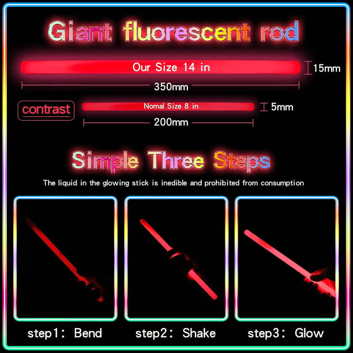 20 Pcs Ultra Bright Large Glow Sticks 14 Inch Industrial Grade 8 Colors Jumbo Light Sticks