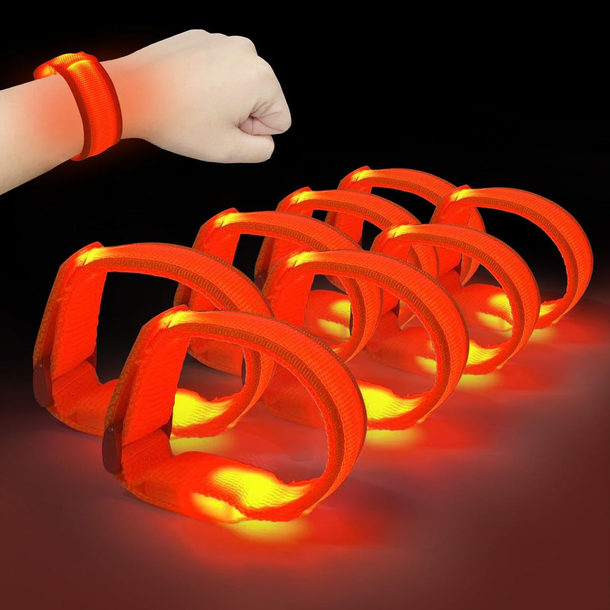 M.best 8pcs LED Light Up Bracelets Glow Flashing Wristbands Glow in The Dark Party Supplies for