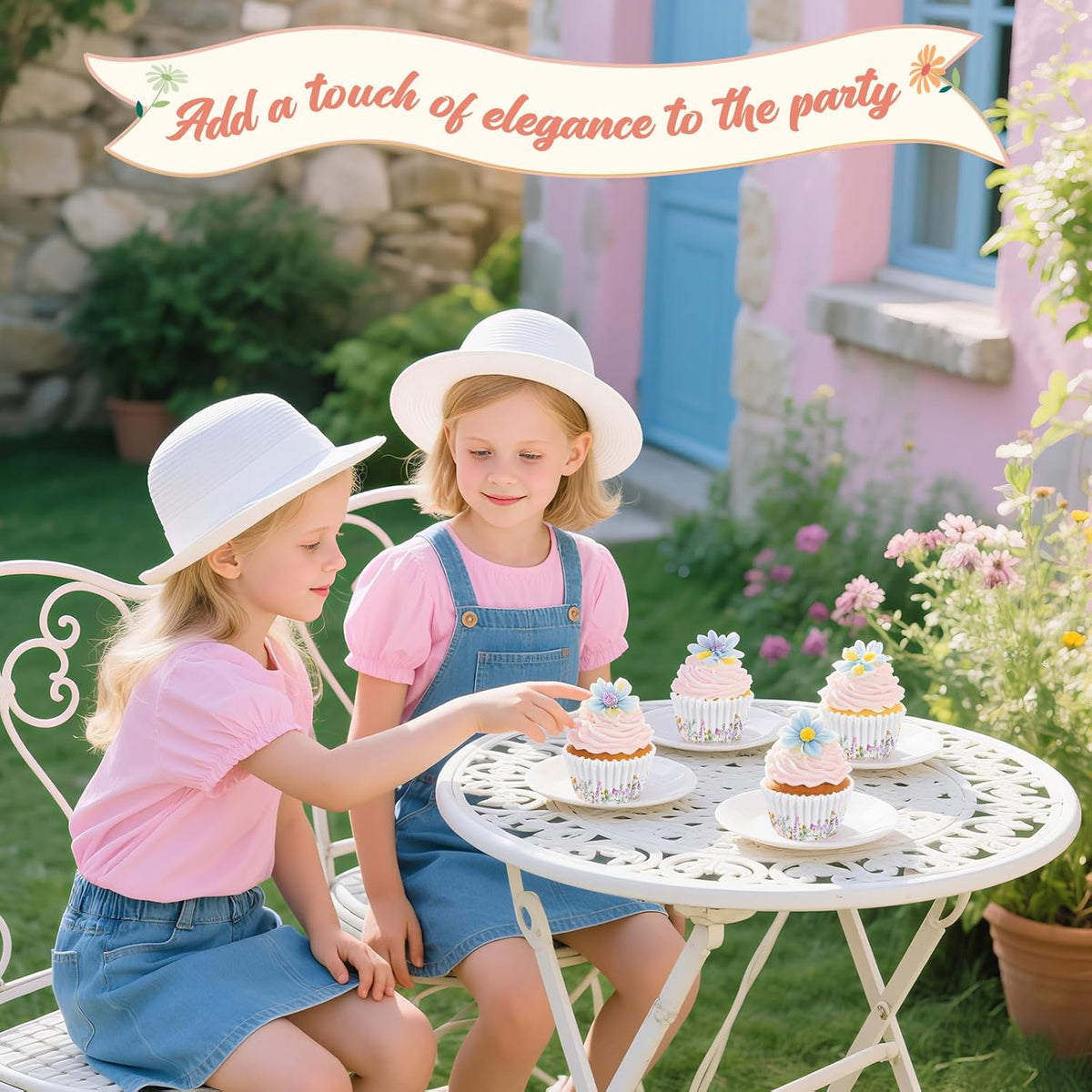 600 Count Elegant Wildflower Cupcake Liners for Baby Showers, Weddings, Spring Birthday Parties