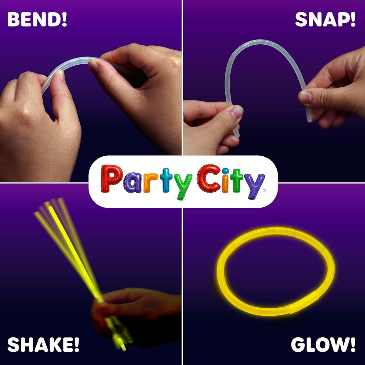Party City 300 Glow Sticks Bulk Party Pack 8”– Neon Glow in the Dark Party Supplies, Glowsticks