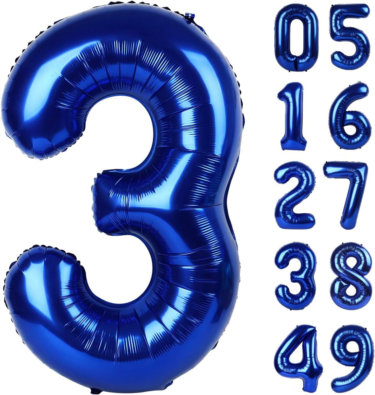 40 Inch Night Blue 3 Large Number Balloon, 3 13 23 30 33 36 Night Blue Birthday Party Decorations