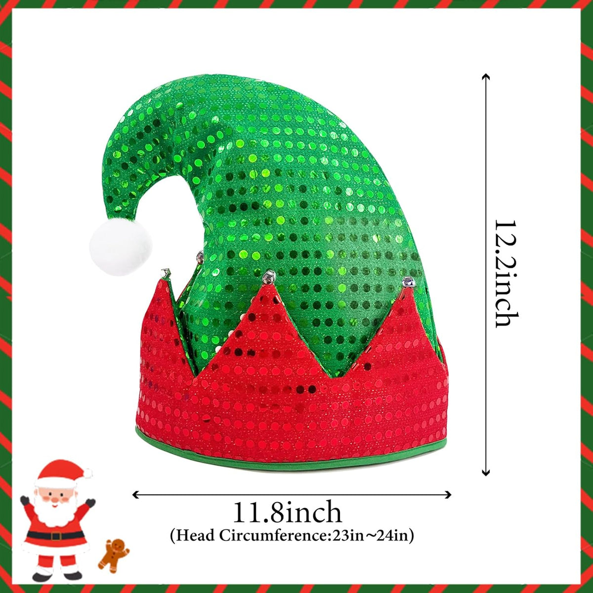 Elf Hat Felt Elf Hat with Jingle Bells Santa Hats Hat Great Holiday Party Costume New Year Gift