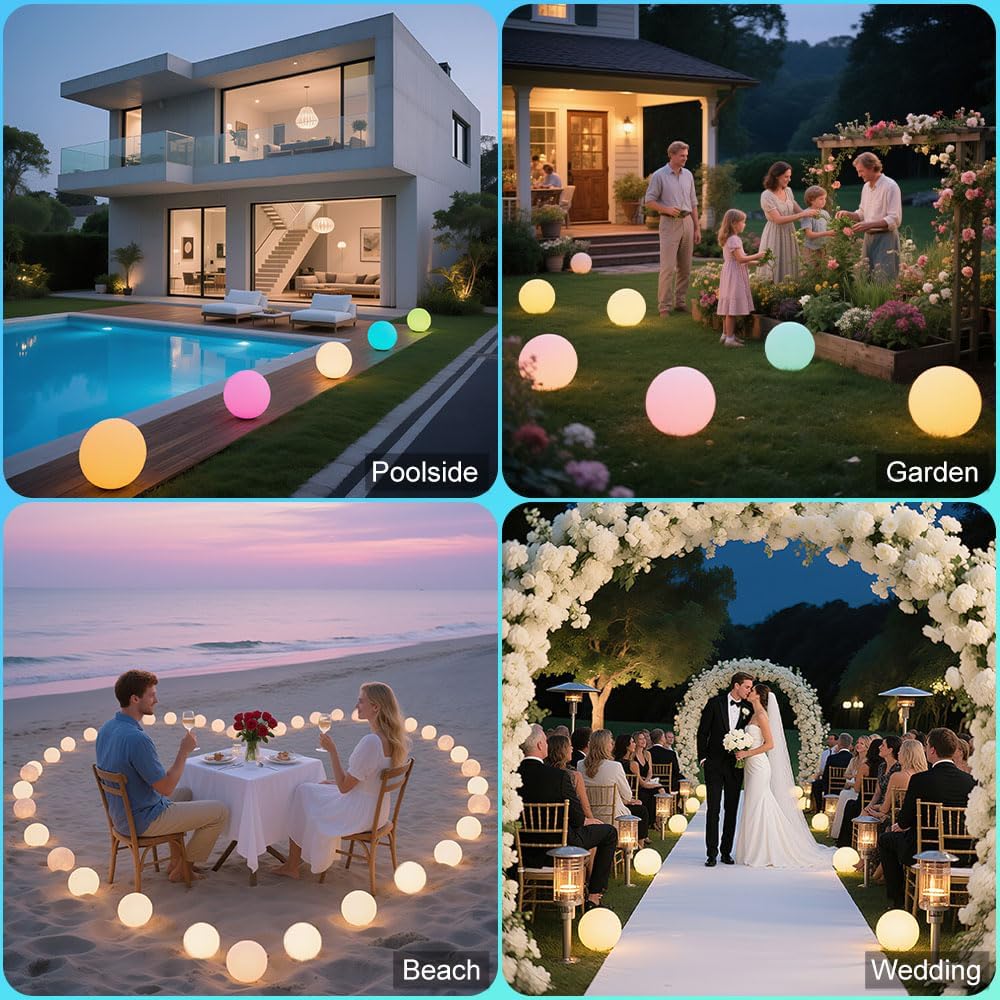 8-in LED Glowing Ball Light for Kid, 16 RGB Color Changing Globe Orb Night Light Mood Lamp