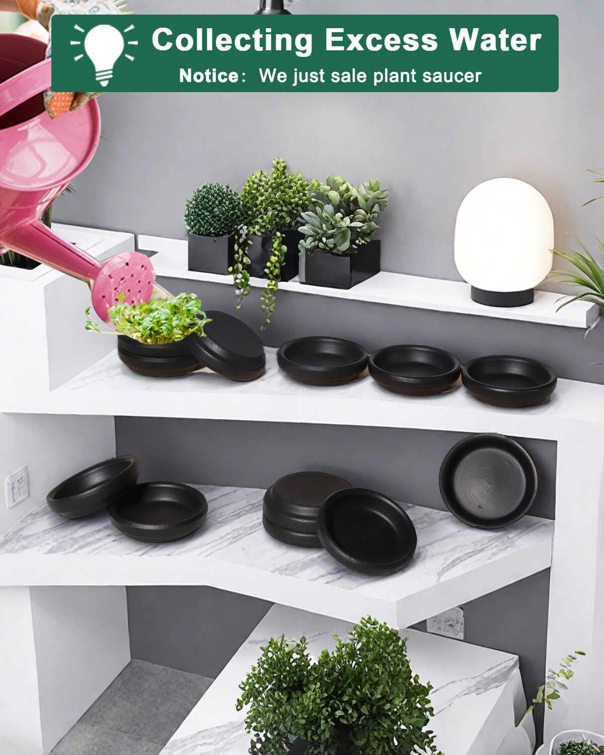 vensovo 2 Inch Black Terracotta Plant Saucer Pots Tray - 12 pcs Mini Planter Saucers for Indoor &