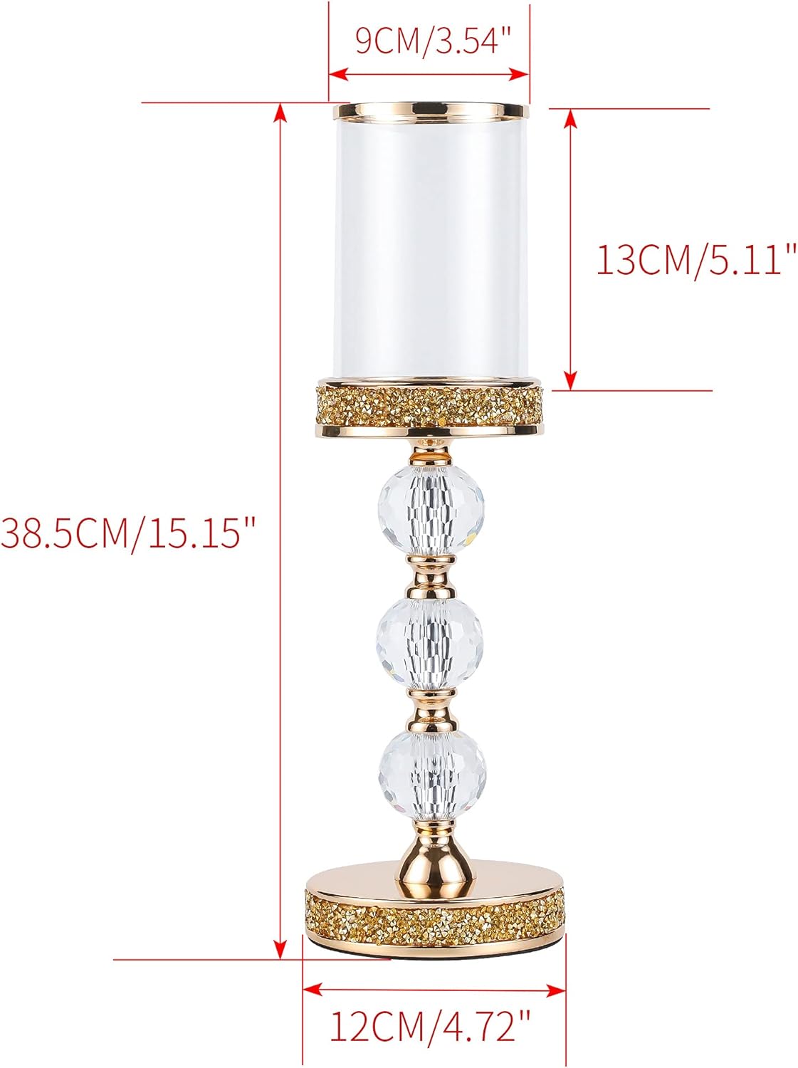 Hurricane Glass Candle Holders, Gold Pillar Candle Holders for Pillar Candle, Magnetic Glass Cover
