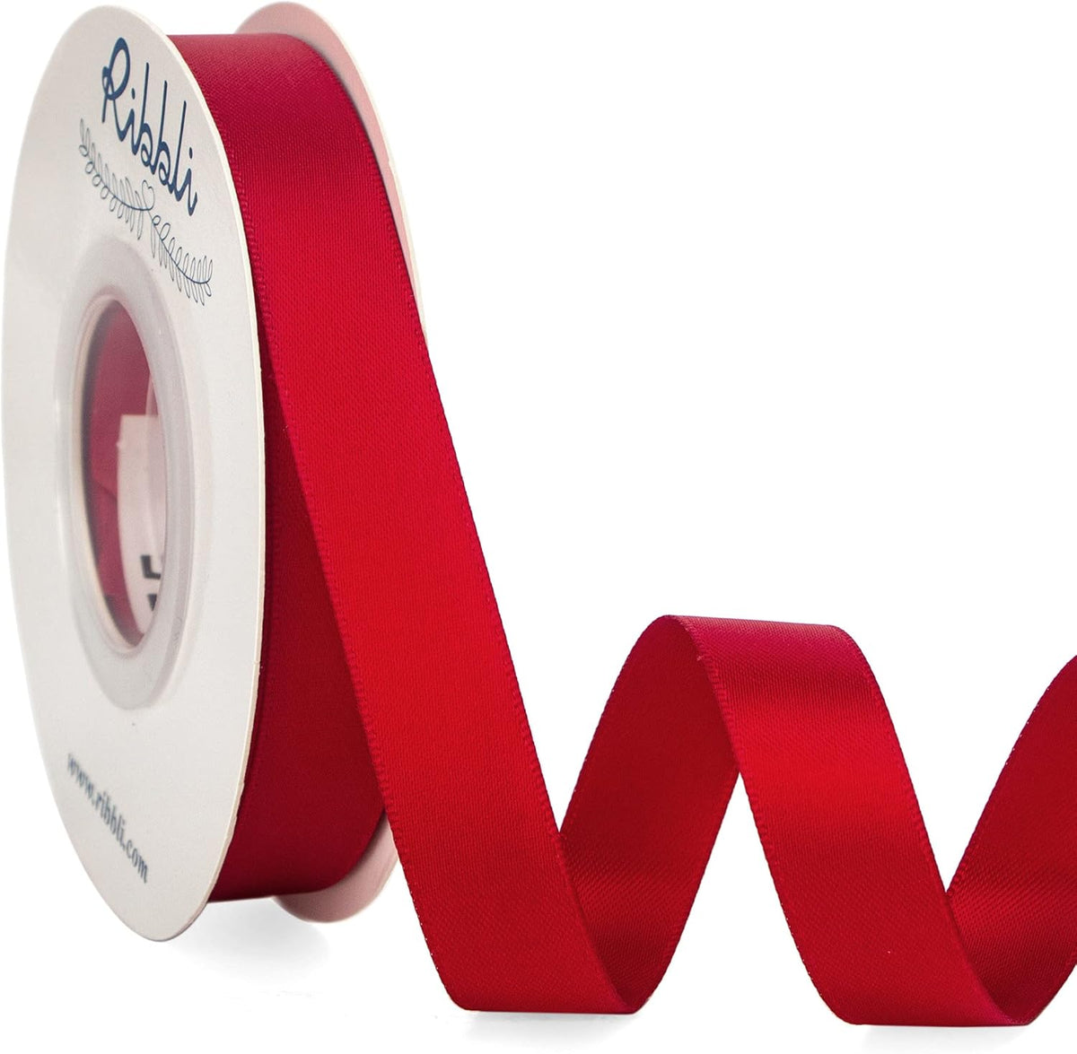 Ribbli Red Satin Ribbon 5/8 inch x Continuous 25 Yards,Double Faced Satin Use for Craft, Gift