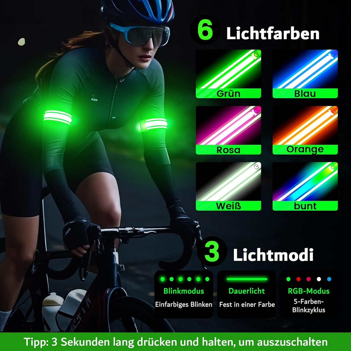 LED Armband for Running(2 Pack),Light Up Arm Bands for Night Walking Running,Rechargeable Lights