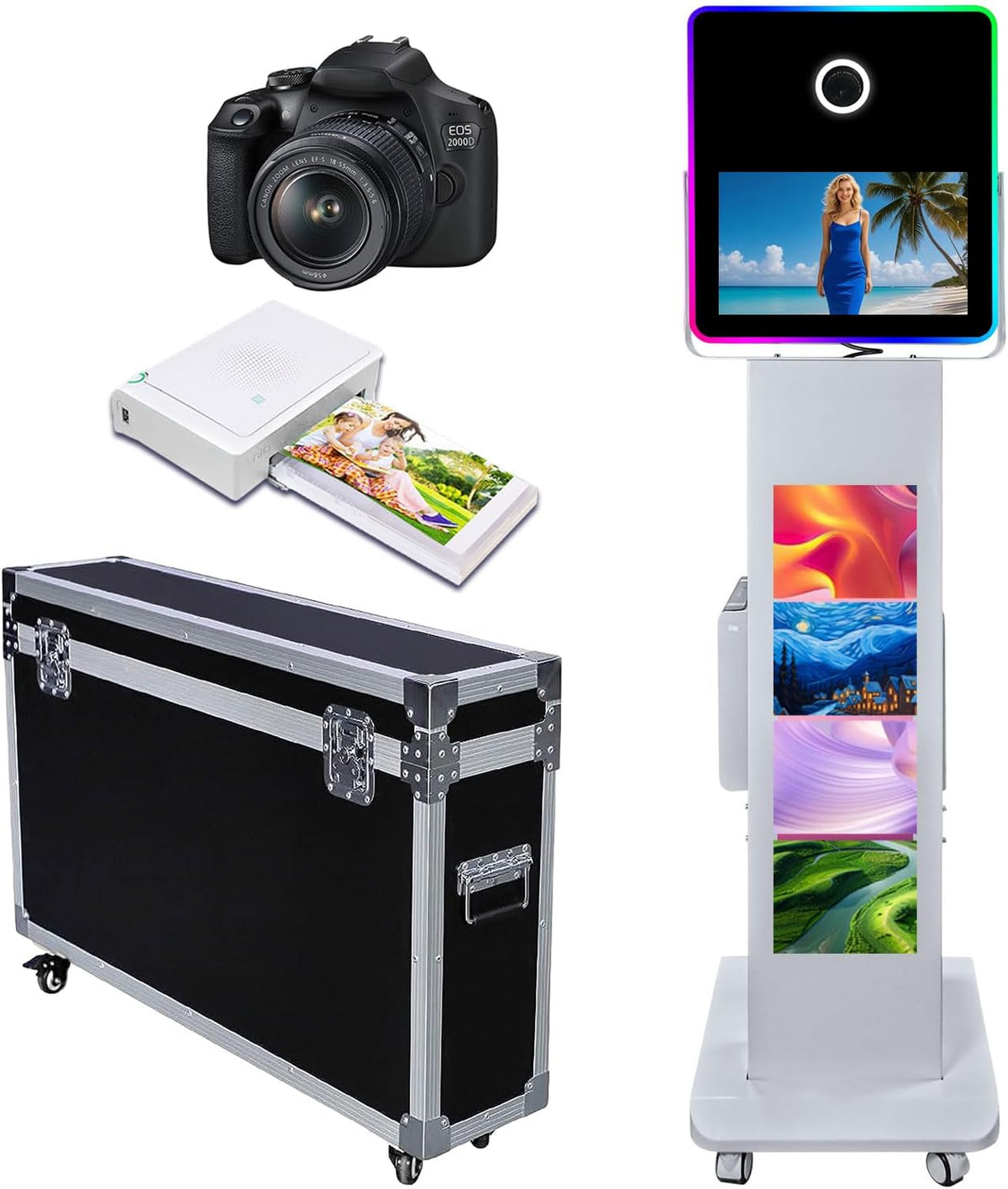 Portable Photo Booth with 15.6''and 29''LCD Touch Screen Selfie Photobooth Machine for Events