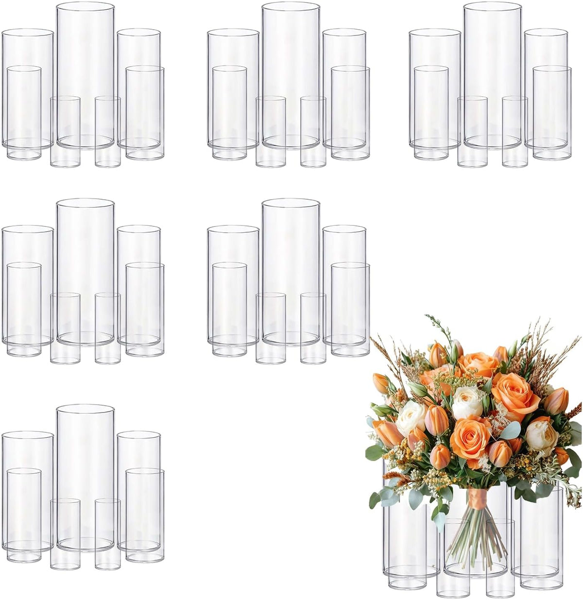 42pcs Glass Vase Cylinder Vases for Centerpieces Small Flower Glass Clear Vases Home Decor