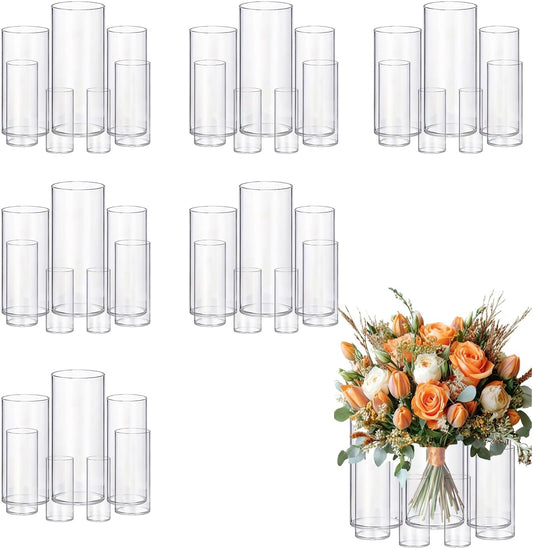 42pcs Glass Vase Cylinder Vases for Centerpieces Small Flower Glass Clear Vases Home Decor