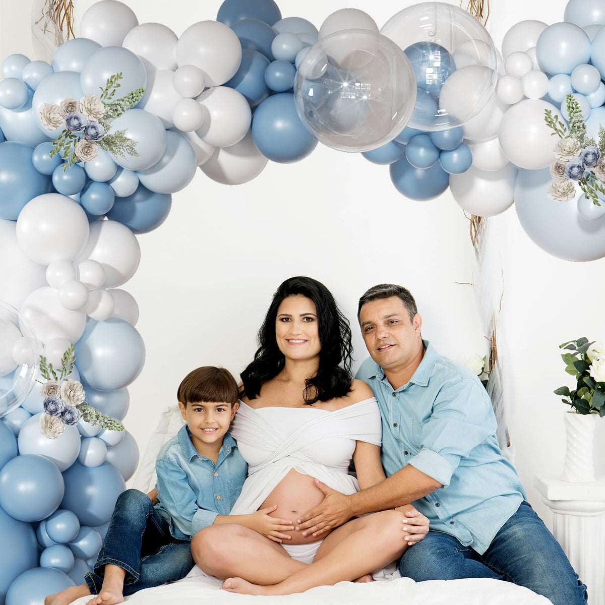NUTTYBASH Dusty Blue Balloon Arch Kit Light Blue White Balloon Garland Kit