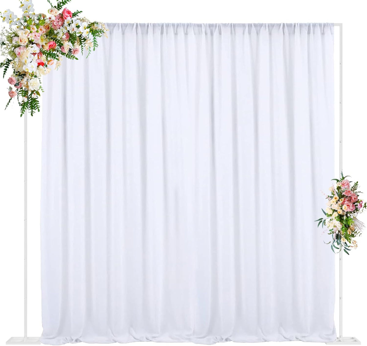 Wokceer 10 FT Backdrop Stand Heavy Duty Pipe and Drape Kit, Adjustable White Backdrop Stands for