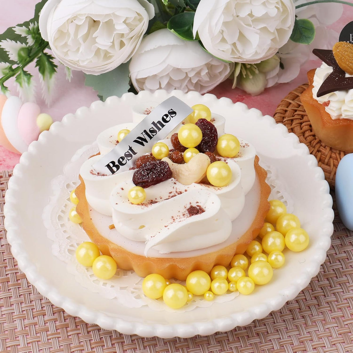 Yellow Pearl Sprinkles for Cake Decorating, 11.3 Oz Edible Pearls Sugar 4 Sizes Gift Box Set for