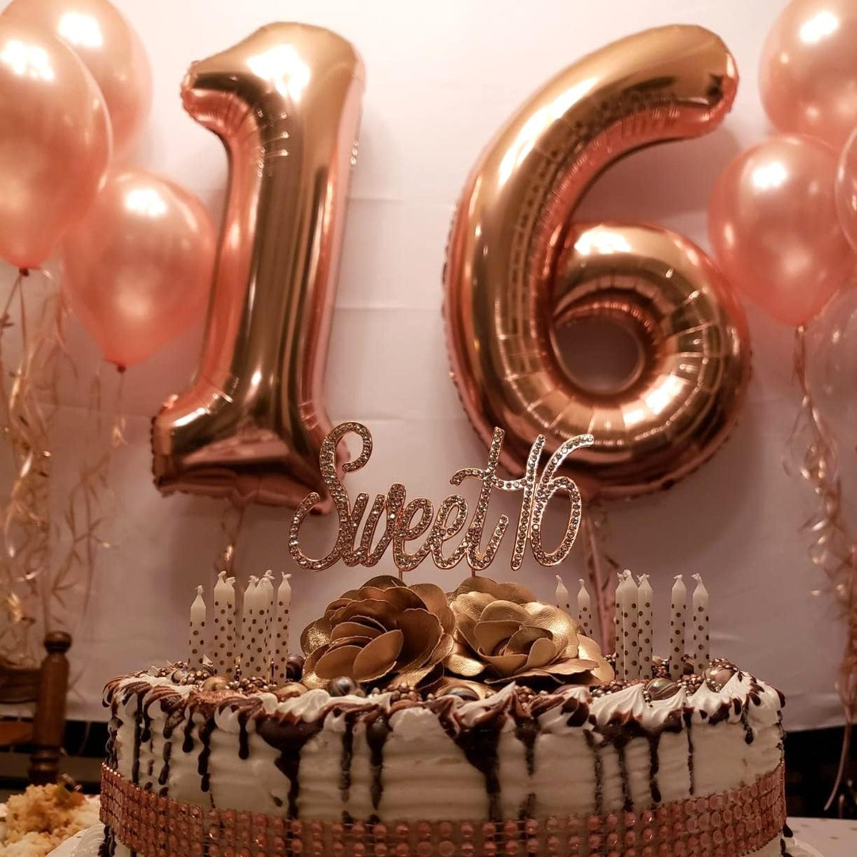 Rose Gold Foil Balloon Number 6, 40'' Giant Self Inflating Number Balloons Set 0-9, Large Number 6