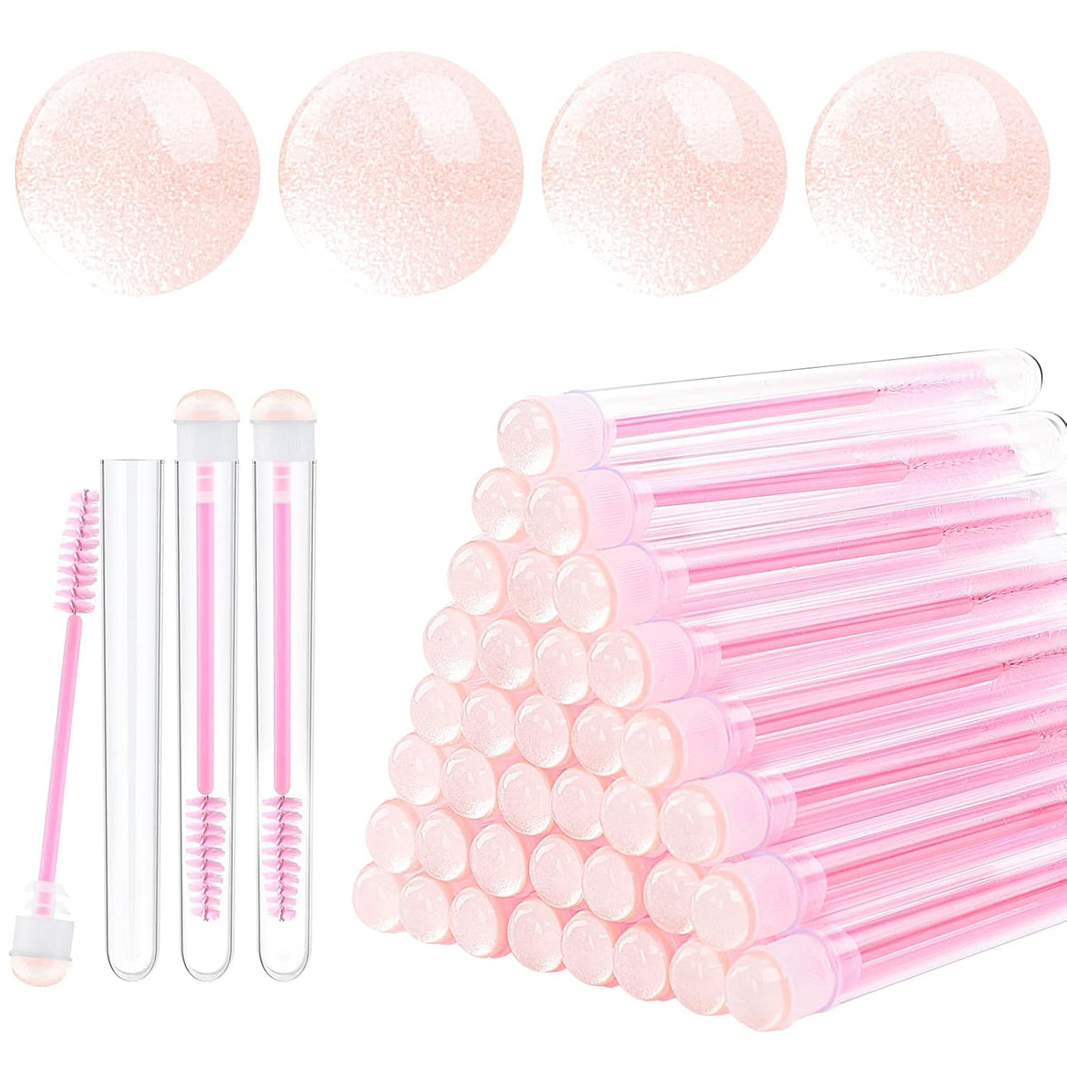 20 Pieces Disposable Mascara Brushes Eyelash Brush Wand Diamond Mascara Wands with Tube Makeup Tool