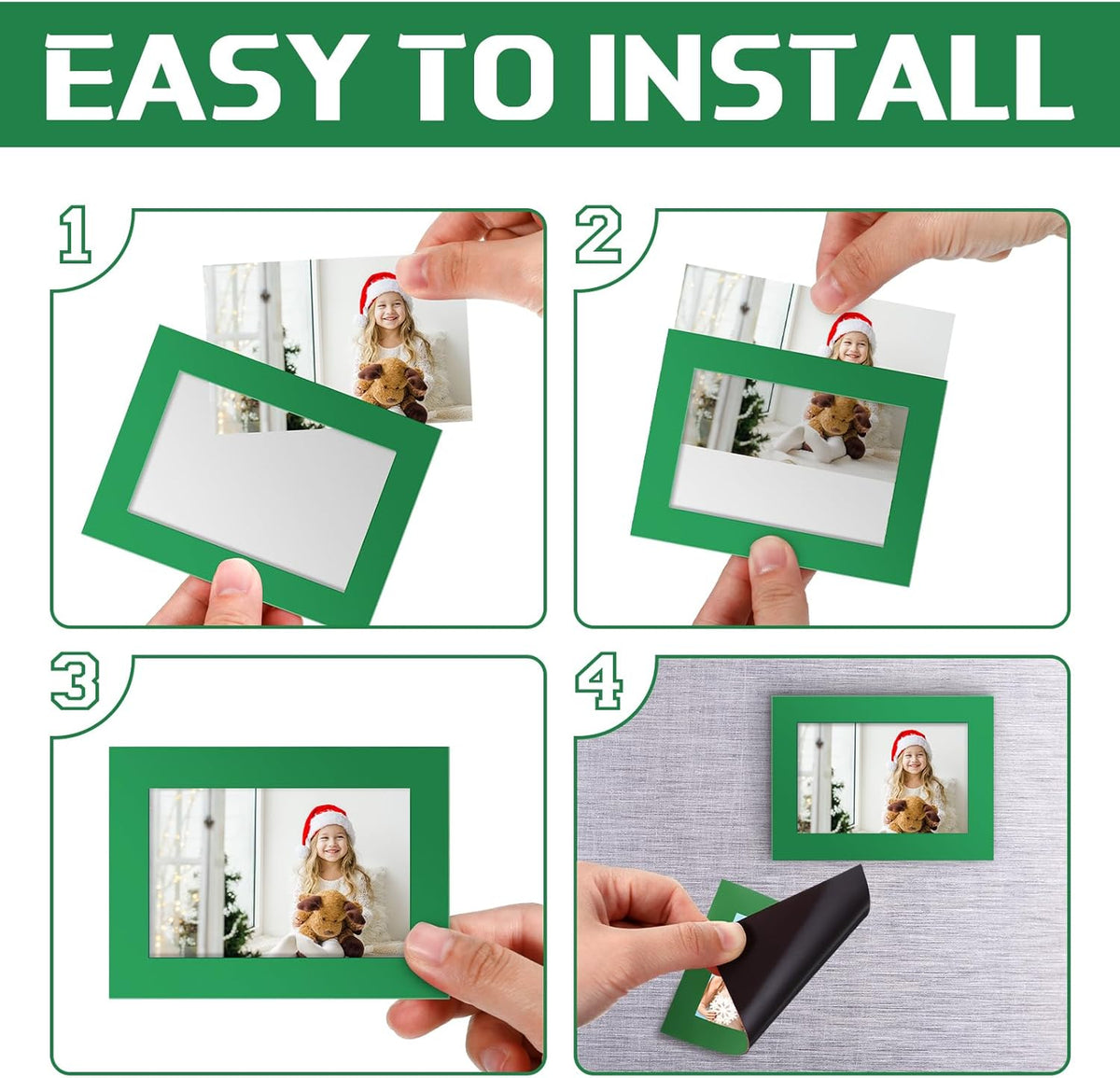 Soaoo 60 Pcs Magnetic Picture Frames Wallet Size 2.5 x 3.5 Inches Reusable Magnetic Photo Sleeves