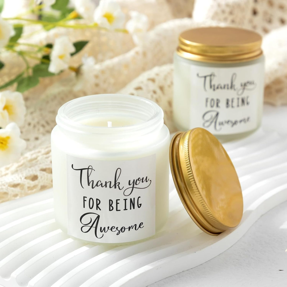 MTLEE 20 Pcs Thank You Gifts Candles 3.5 oz Employee Appreciation Inspirational Scented Soy Wax