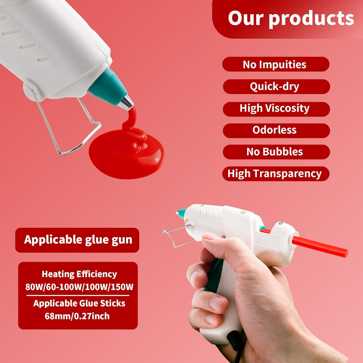 MATUFF Red Hot Glue Sticks Mini 0.27" x 5.9 inches, Colored Hot Melt Mini Glue Sticks for All