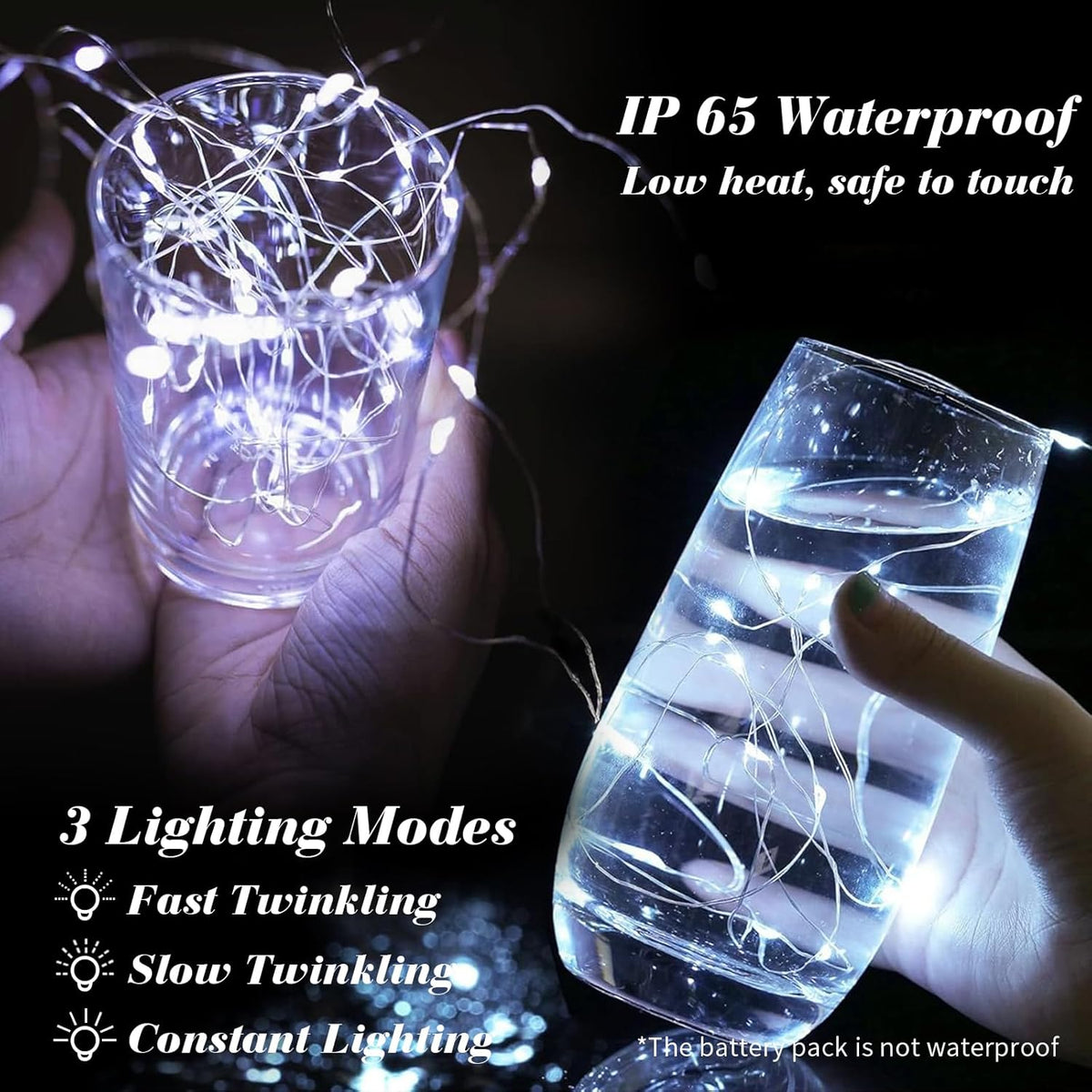 ZGWJ 12 Pack Fairy Lights Battery Operated, 7ft 20 Mini LED Fairy String Lights Silver Wire 3 Modes
