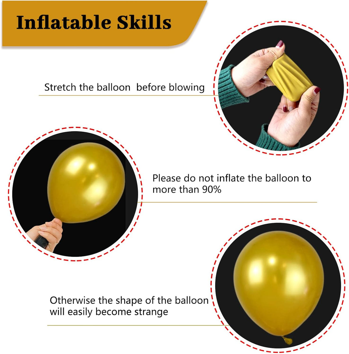 Gold Metallic Balloons 12 Inch, 100pcs Latex Helium Balloons for Birthday Graduation Baby Shower