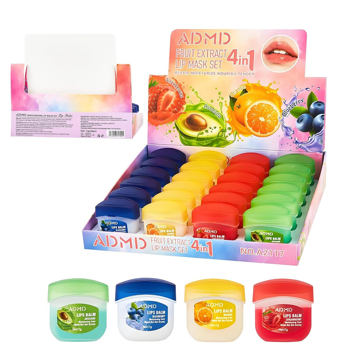 Lip Moisturizing Set, Lipstick, 24 Nourishing And Lip Balm Fruit Flavor Sets, Suitable For Dry