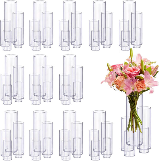 60pcs Glass Vase Cylinder Vases for Centerpieces Small Flower Glass Vases Home Decor Centerpiece