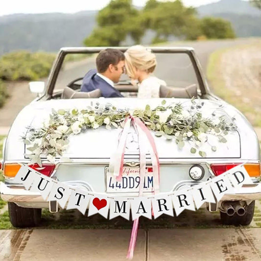 JUST Married Wedding Banner Set, Wedding Decorations for Reception, Bridal Shower and Engagement