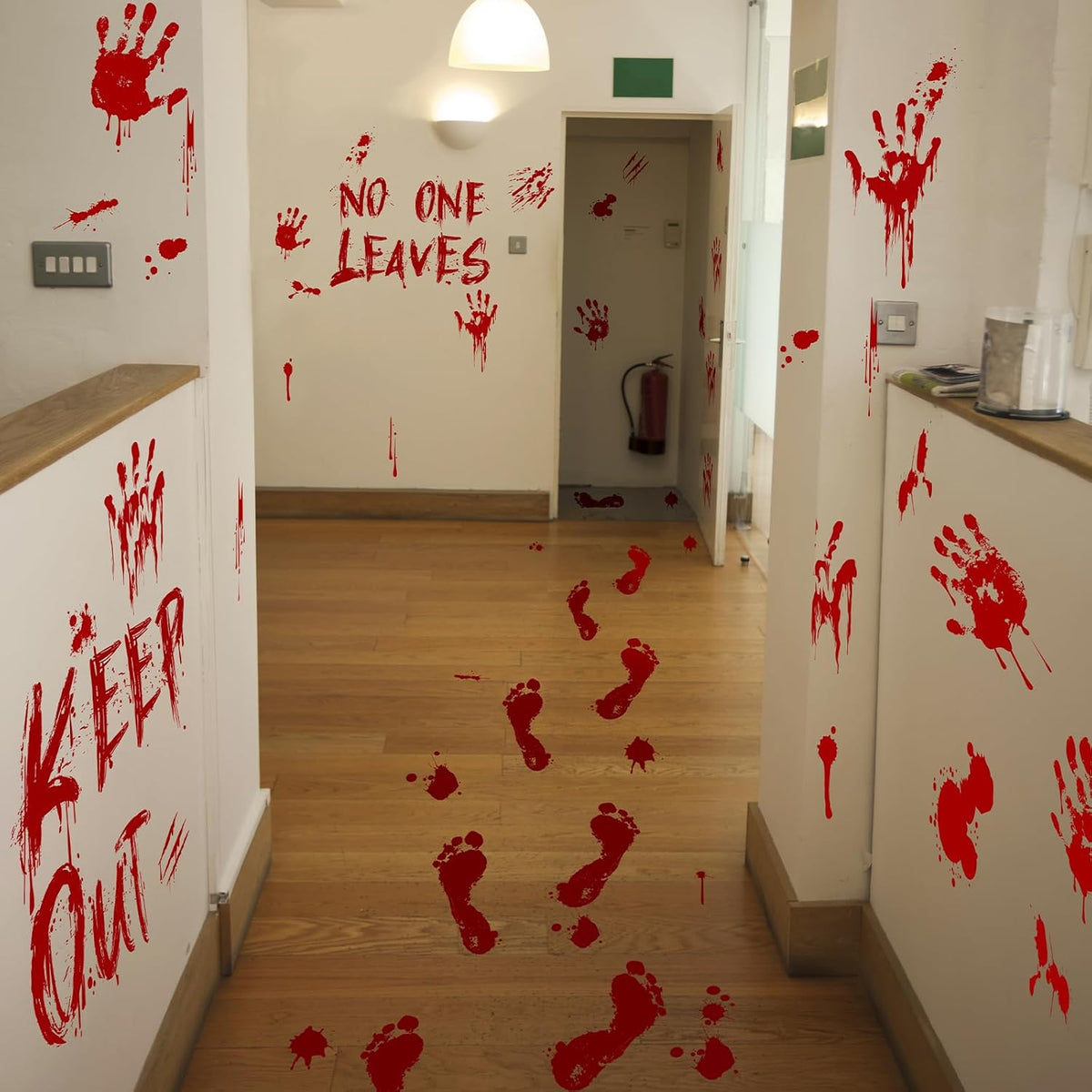 Halloween Bloody-Handprint-Footprints Floor Stickers, Scary Halloween Party Indoor/Outdoor