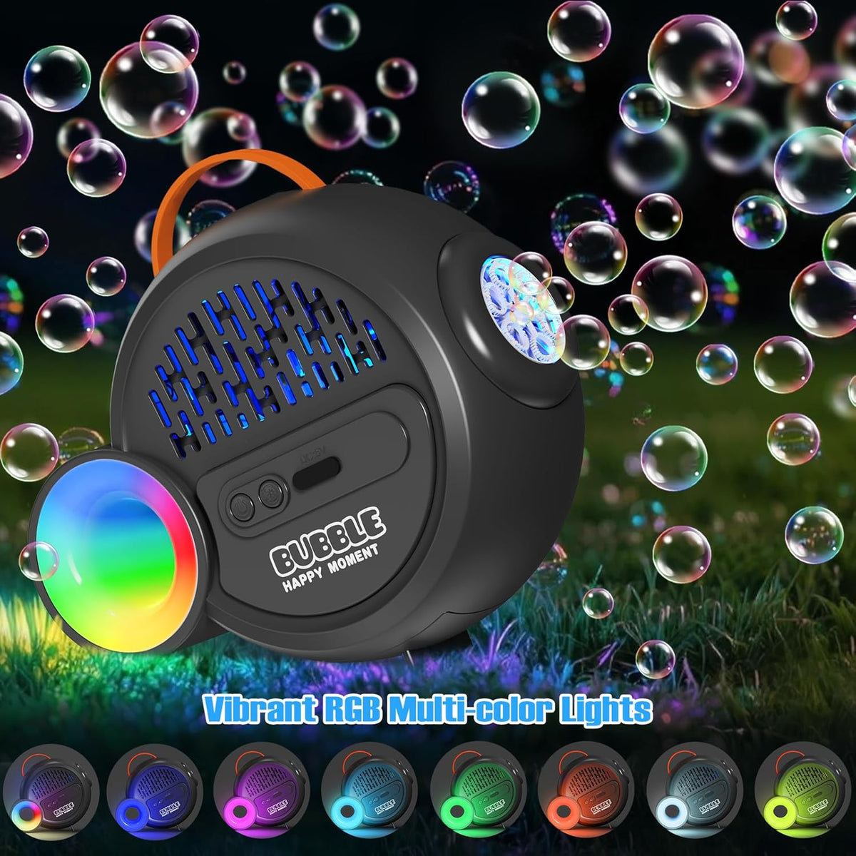 Bubble Machine for Kids Toddlers,Automatic Bubble Maker with RGB Light,Rechargeable Type-C Charge