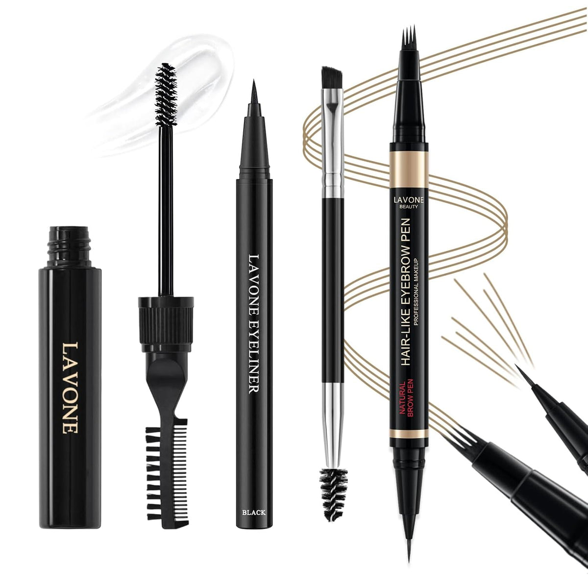 Eyebrow Pen Kit, with Microblading Eyebrow Pen, Eyebrow Gel, Eyeliner, Eyebrow Brush, Eyebrow