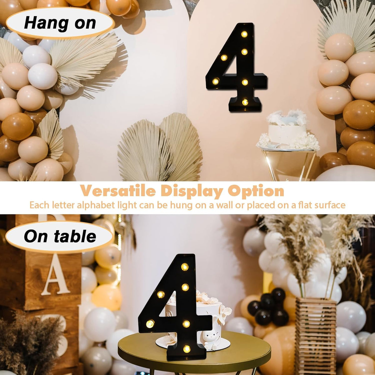 LED Marquee Numbers, 8.58 Inch Led Light Up Numbers for Party, Small Light Up Letters, Battery