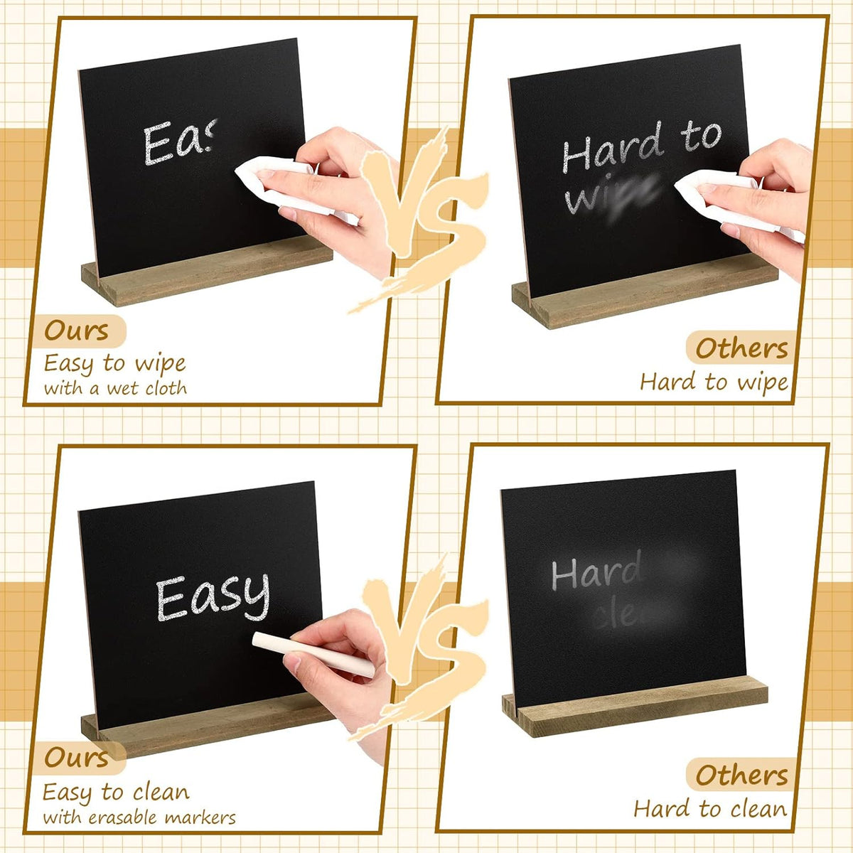 Queekay 36 Pcs Mini Chalkboard Signs Tabletop with Stand 5 x 6 Inch Wooden Chalkboard Sign Vintage