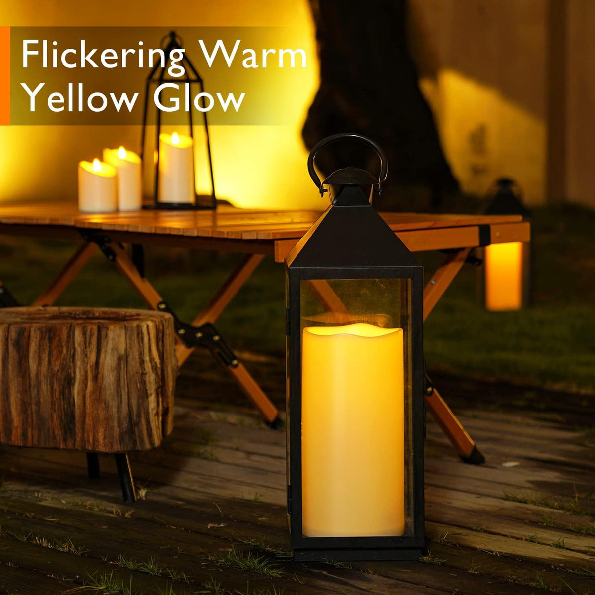 Homemory 6" x 12" Extra Large Outdoor Waterproof Candle with Auto 6-Hour Timer, Ivory Plastic Made