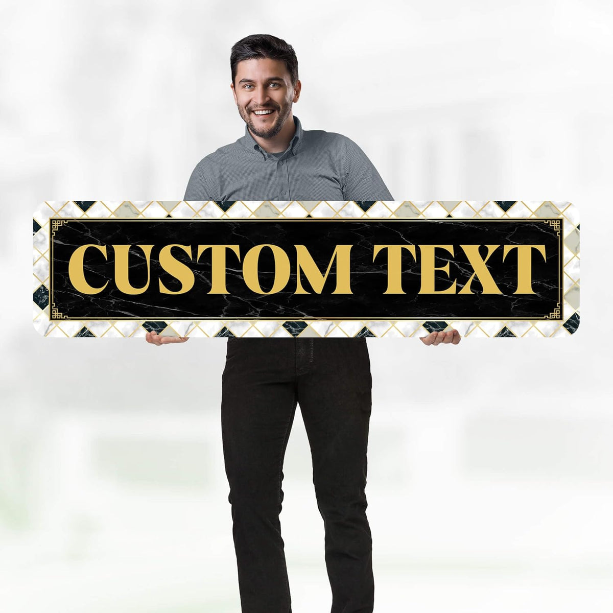 Custom Sign, Custom Street Sign, 11 Font Colors, 13 Font Styles, 4 Hole Options, 22 Sizes, 12x48
