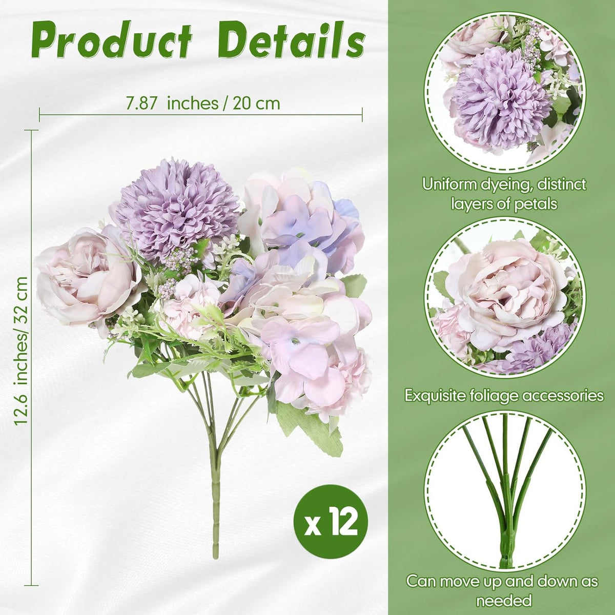 Tigeen Artificial Flowers Artificial Peonies Silk Flowers Faux Peony Fake Peony Silk Hydrangea