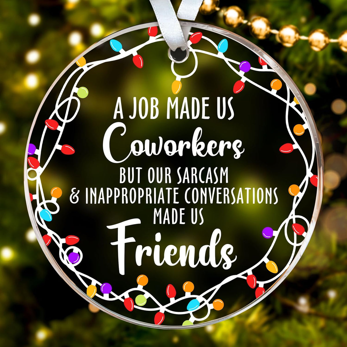 HEXMOZ Coworker Ornament - Christmas Coworkers Gifts for Work Besties, Work Friends - White