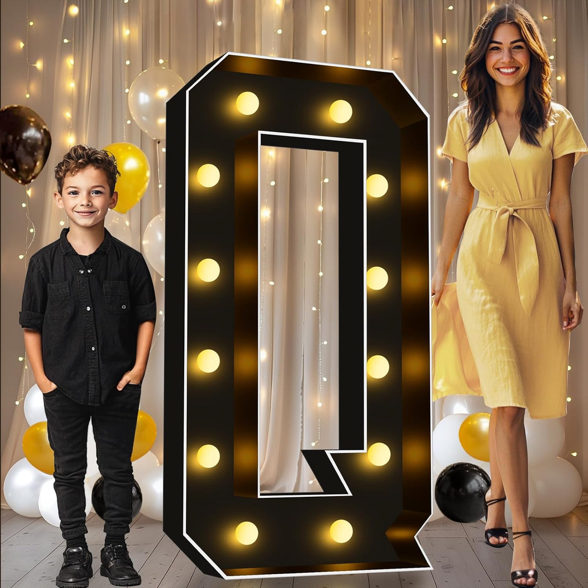 Pooqla 4 FT Marquee Light Up Letters, Black Marquee Letter Lights 4 Feet Tall, Giant Mosaic Sign