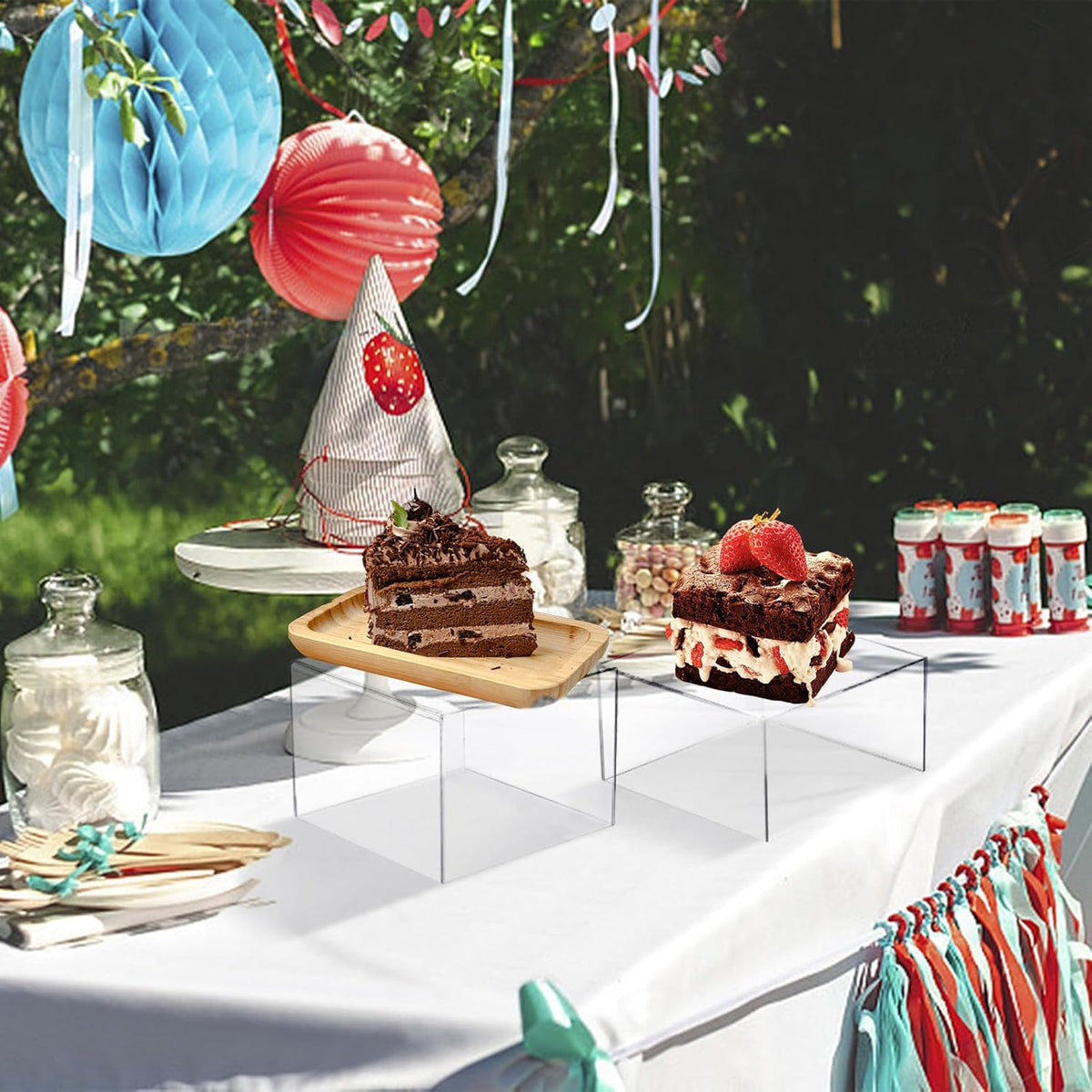 6 Pcs 3 Size Acrylic Cube Display Risers Acrylic Boxes Dessert Display Nesting Cubes, Buffet Risers