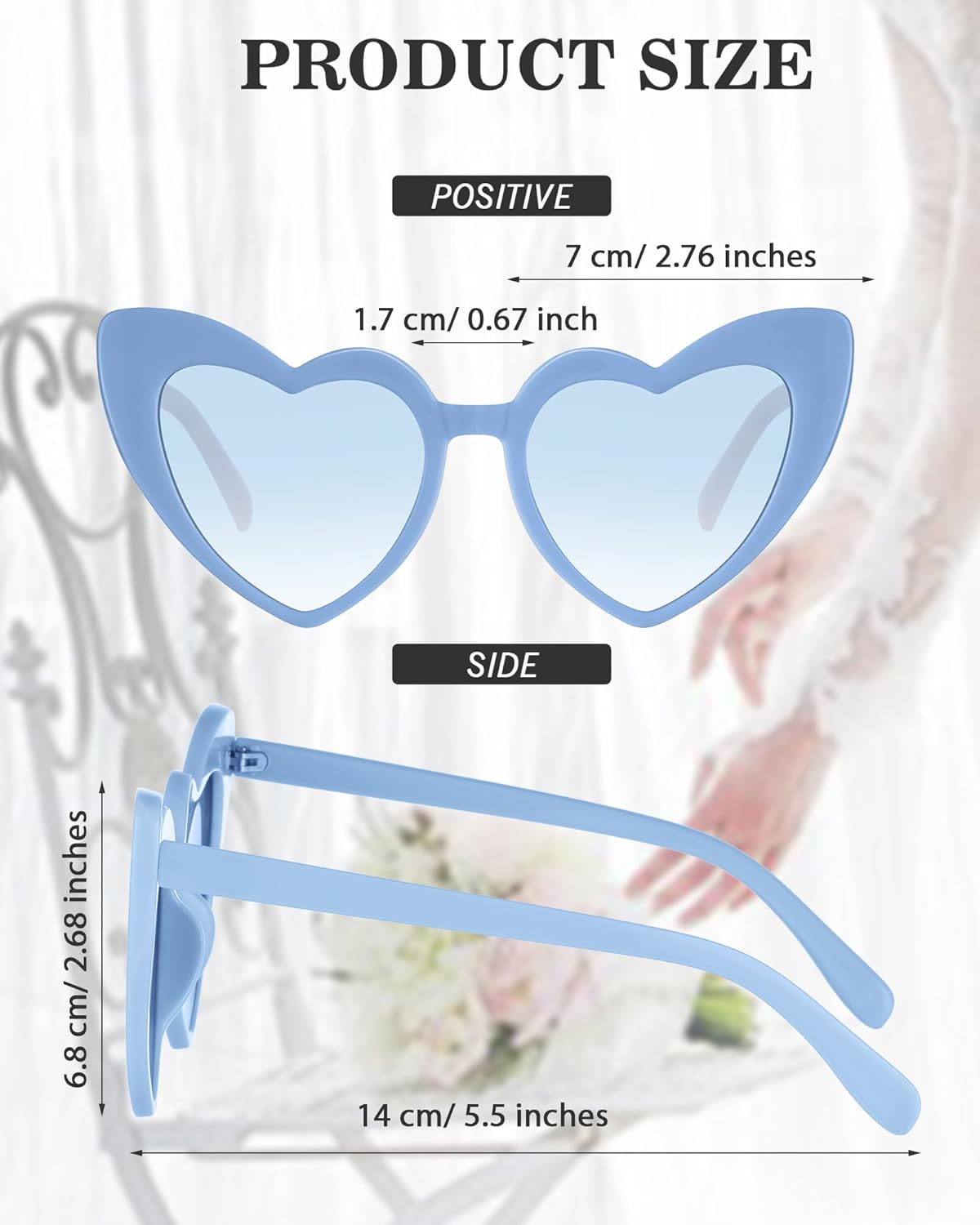 Flutesan 20 Pairs Retro Heart Sunglasses Vintage Cat Eye Heart Glasses Women Bachelorette Bride