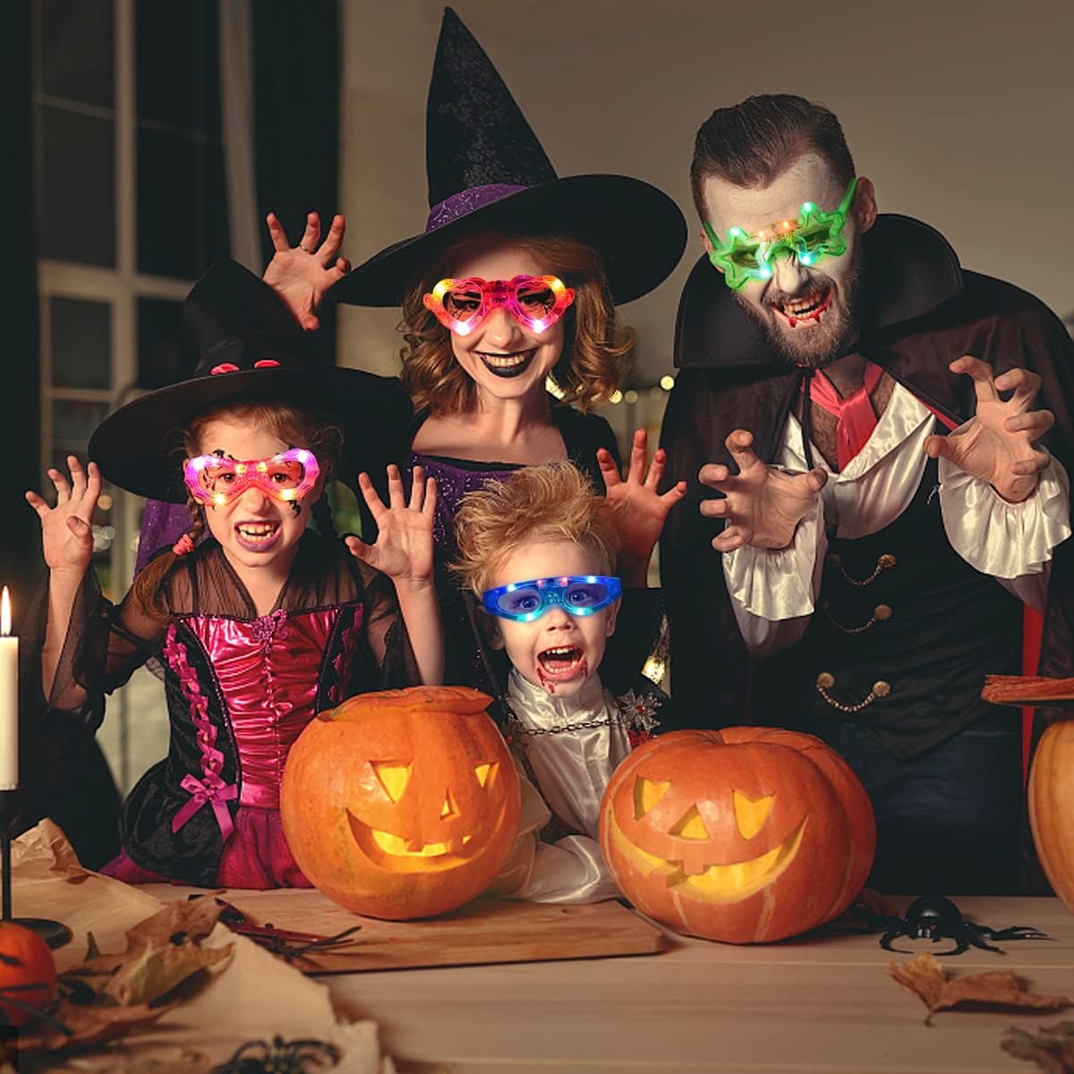 21 Pcs LED Glasses 7 shapes 6 LED Glow In The Dark Party Supplies Favor for Kids Adults shutter