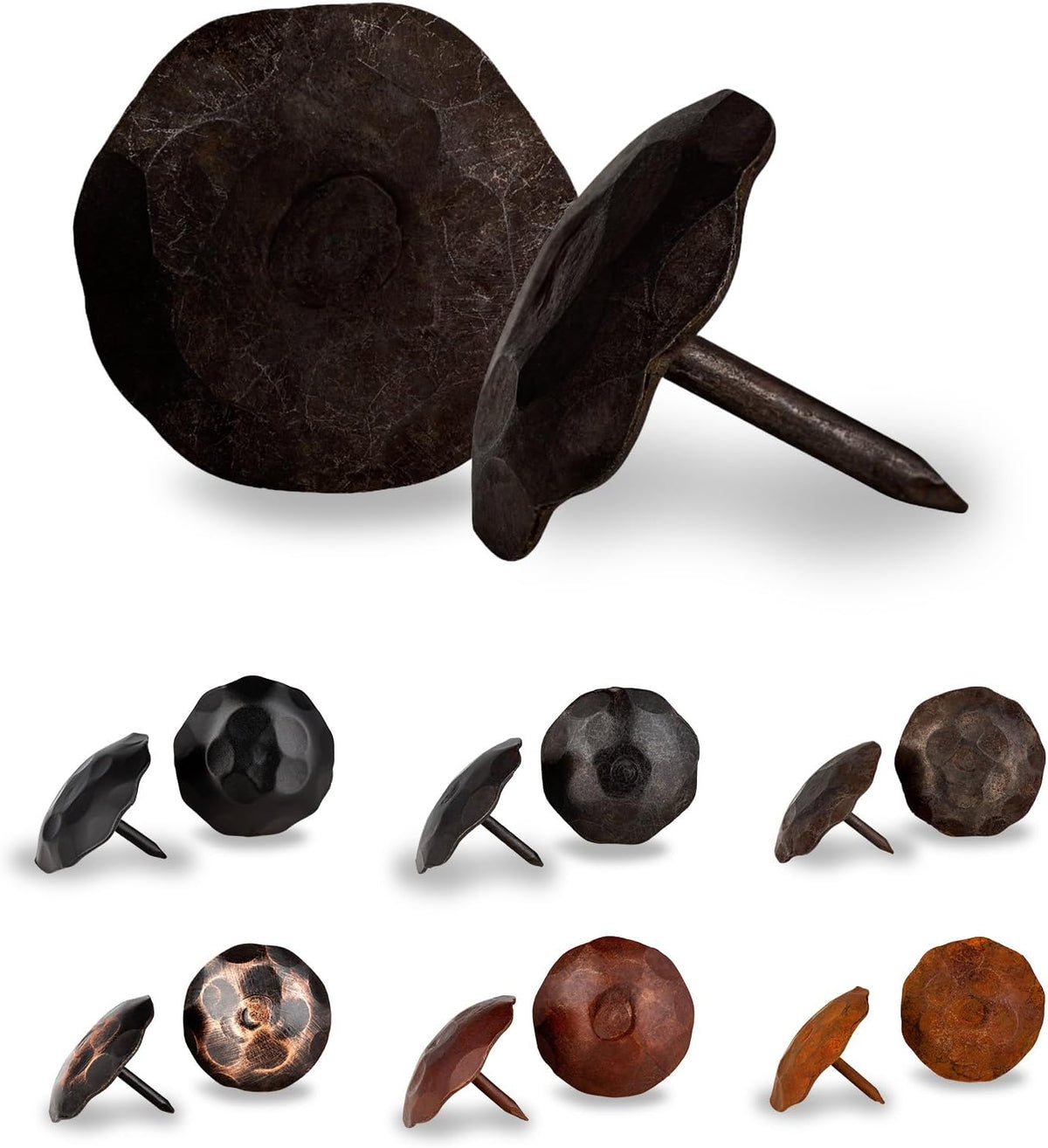 10 Pack 1" Small Round Head Iron Clavos Decorative Nails – Unfinished – Handmade Rustic Round