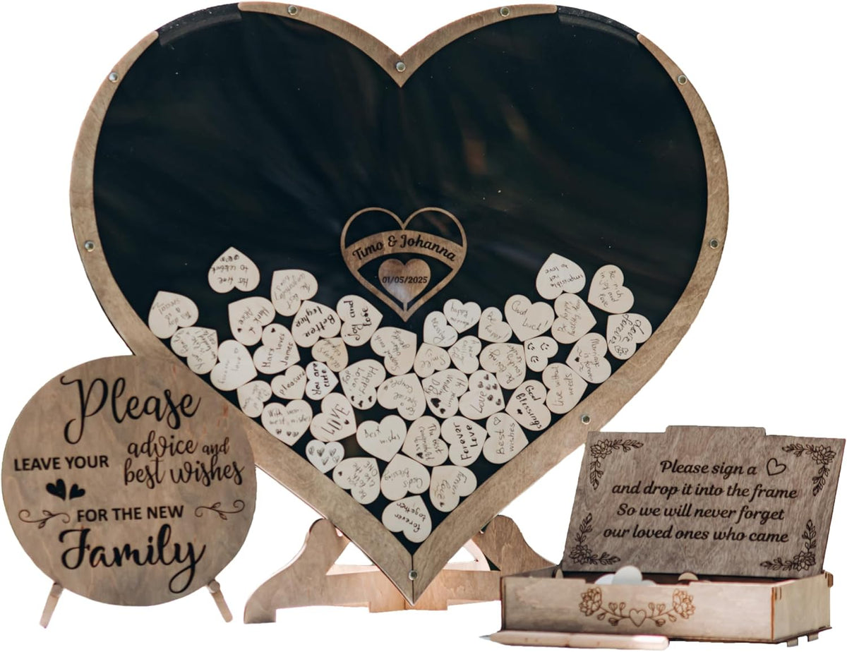 Rustic Wedding Guest Book - Heart Frame Wedding Guest Book - Guest Book Sign - from 30 to 300
