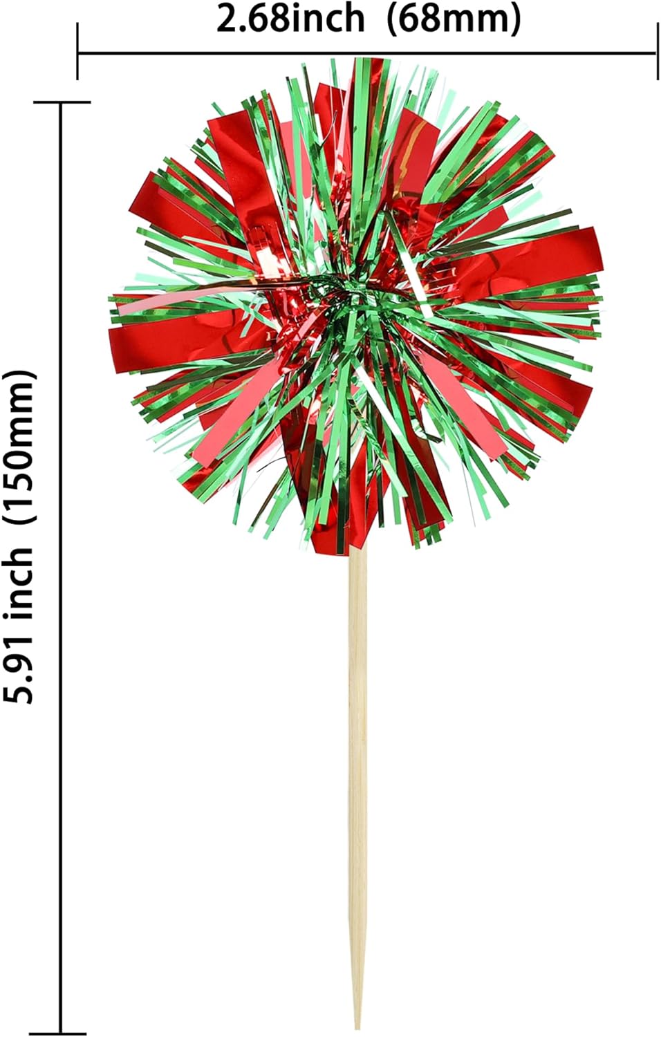 Ephlyn 30Pcs Foil Firework Cupcake Toppers Sparkle Tinsel Drink Birthday Cake Decorations Cocktail