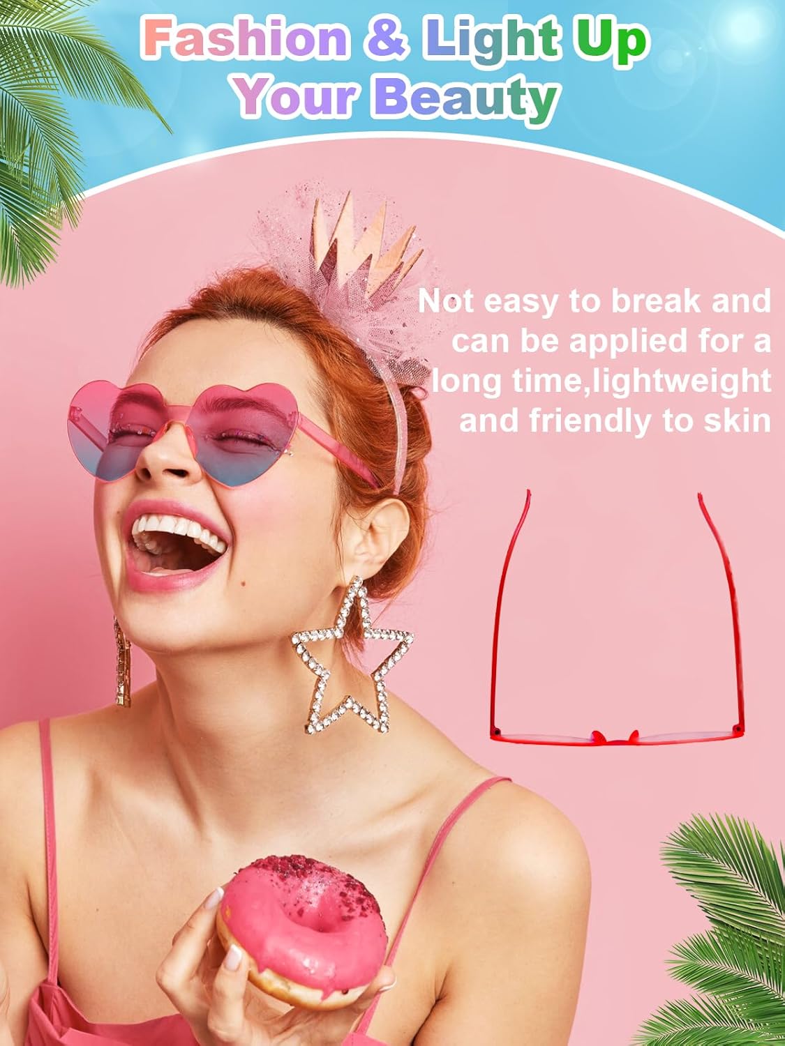 12 Pairs Heart Shaped Sunglasses for Women Colorful Glasses Fun Trendy Transparent Heart Sunglasses