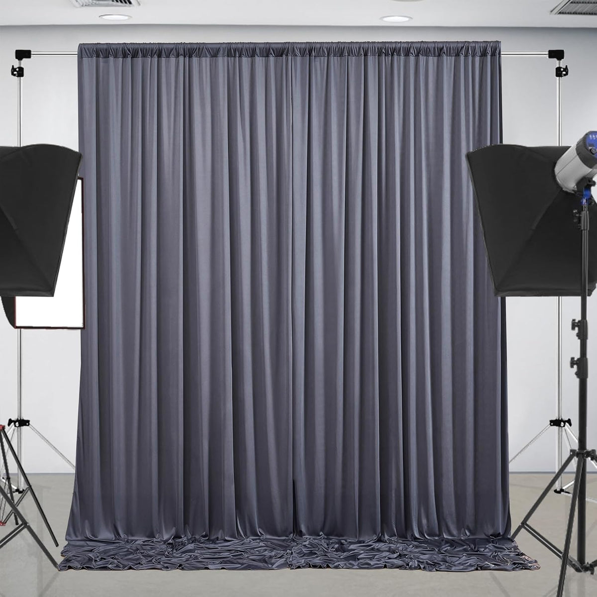 10 ft x 10 ft Wrinkle Free Charcoal Backdrop Curtain for Parties, Dark Grey Polyester Photo